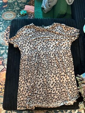 Women’s Leopard Print Short Sleeve Dress - Tan